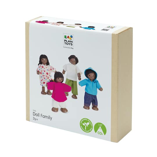 PlanToys Dark Skin Tone Wood Doll Family Set